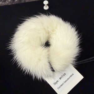 Luxurious Genuine Mink Fur Scrunchie - White